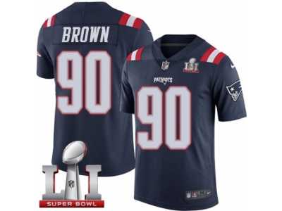 Youth Nike New England Patriots #90 Malcom Brown Limited Navy Blue Rush Super Bowl LI 51 NFL Jersey