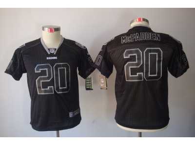 Nike Youth Oakland Raiders #20 Darren McFadden Black jerseys(Lights Out)