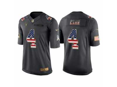 Youth Oakland Raiders #4 Derek Carr Anthracite Salute to Service USA Flag Fashion Jersey