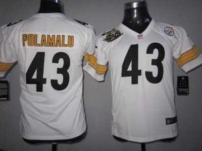 Nike Youth Pittsburgh Steelers #43 Troy Polamalu white[80 Anniversary Patch]jerseys