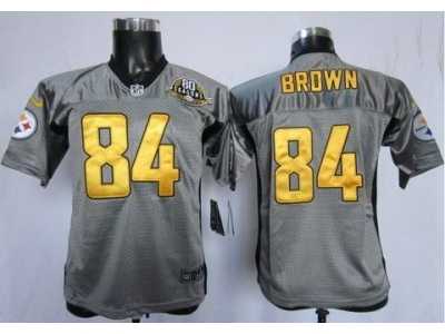 Nike Youth Pittsburgh Steelers #84 Antonio Brown Grey Shadow Jerseys W 80 Anniversary Patch
