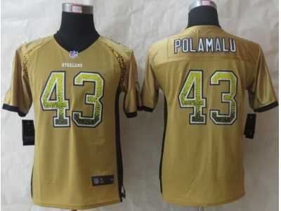 Youth 2014 New Nike Pittsburgh Steelers #43 Polamalu Gold Jerseys(Drift Fashion)