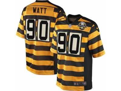 Youth Nike Pittsburgh Steelers #90 T.J. Watt Elite YellowBlack Alternate 80TH Anniversary Throwback NFL Jersey