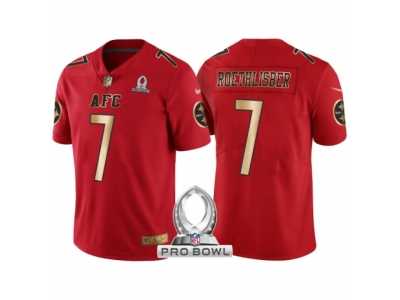 Youth Pittsburgh Steelers #7 Ben Roethlisberger AFC 2017 Pro Bowl Red Gold Limited Jersey