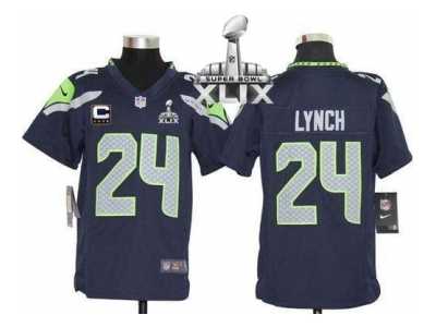 2015 Super Bowl XLIX nike youth nfl jerseys seattle seahawks #24 marshawn lynch blue[nike Patch C]