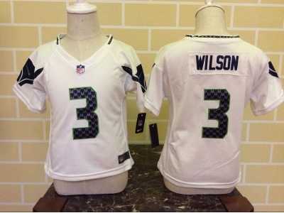 Kids Nike Seattle Seahawks #3 Wilson white Jerseys