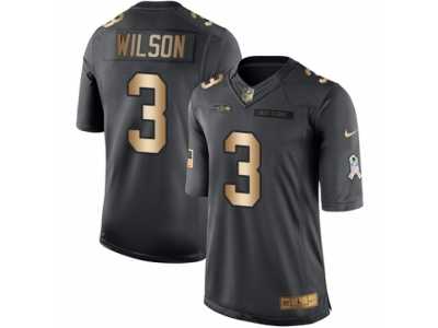 Youth Nike Seattle Seahawks #3 Russell Wilson Limited Black Gold Salute to Service NFL Jersey