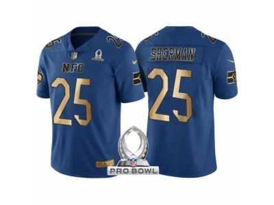 Youth Seattle Seahawks #25 Richard Sherman NFC 2017 Pro Bowl Blue Gold Limited Jersey