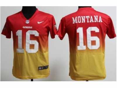 Nike Youth San Francisco 49ers #16 Joe Montana Red Gold Jerseys(Drift Fashion II Elite)