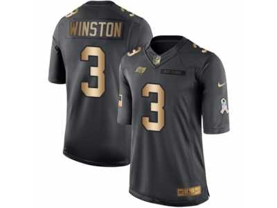 Youth Nike Tampa Bay Buccaneers #3 Jameis Winston Limited Black Gold Salute to Service NFL Jersey