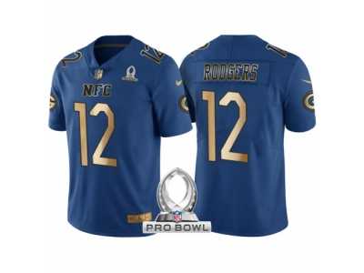 Youth Green Bay Packers #12 Aaron Rodgers NFC 2017 Pro Bowl Blue Gold Limited Jersey