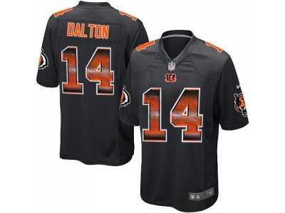 Bengals #14 Andy Dalton Black Team Color Men's Stitched NFL Limited Strobe Jersey