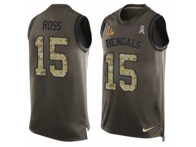 Men's Nike Cincinnati Bengals #15 John Ross Limited Green Salute to Service Tank Top NFL Jersey