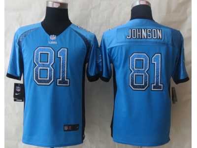 Youth 2014 New Nike Detroit Lions #81 Johnson Blue Jerseys(Drift Fashion)