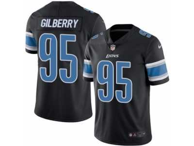 Youth Nike Detroit Lions #95 Wallace Gilberry Limited Black Rush NFL Jersey