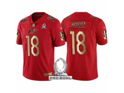 Youth Cincinnati Bengals #18 A.J. Green AFC 2017 Pro Bowl Red Gold Limited Jersey