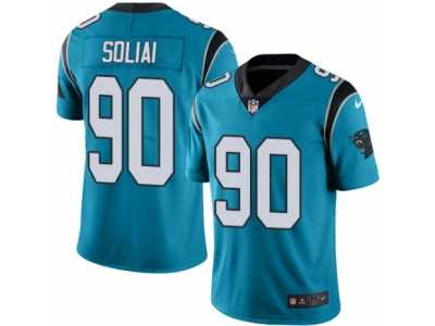 Youth Nike Carolina Panthers #90 Paul Soliai Limited Blue Rush NFL Jersey