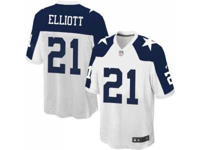 Youth Nike Dallas Cowboys #21 Ezekiel Elliott White Thanksgiving Stitched NFL Throwback Elite Jersey