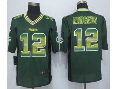 2015 New Nike Green Bay Packers #12 Rodgers Green Strobe Jerseys(Limited)