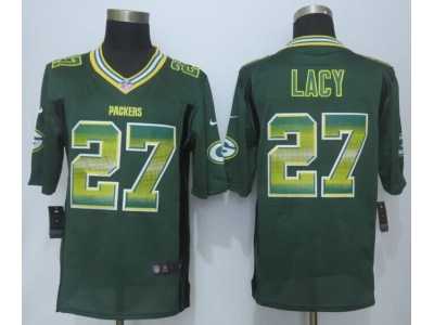 2015 New Nike Green Bay Packers #27 Lacy Green Strobe Jerseys(Limited)