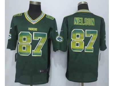 2015 New Nike Green Bay Packers #87 Nelson Green Strobe Jerseys(Limited)