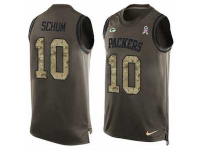 Men\'s Nike Green Bay Packers #10 Jacob Schum Limited Green Salute to Service Tank Top NFL Jersey