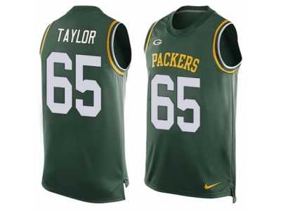 Men's Nike Green Bay Packers #65 Lane Taylor Limited Green Player Name & Number Tank Top NFL Jersey