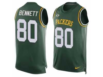Men's Nike Green Bay Packers #80 Martellus Bennett Limited Green Player Name & Number Tank Top NFL Jersey