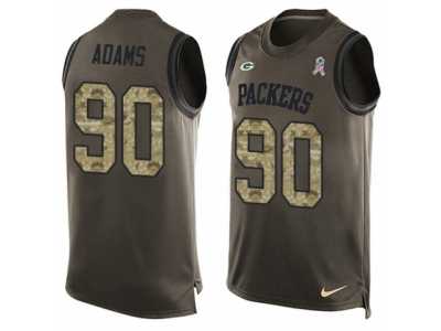 Men\'s Nike Green Bay Packers #90 Montravius Adams Limited Green Salute to Service Tank Top NFL Jersey