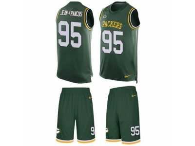 Men's Nike Green Bay Packers #95 Ricky Jean-Francois Limited Green Tank Top Suit NFL Jersey