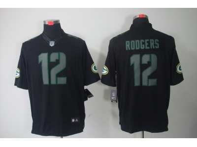Nike NFL Green Bay Packers #12 Aaron Rodgers Black Jerseys(Impact Limited)