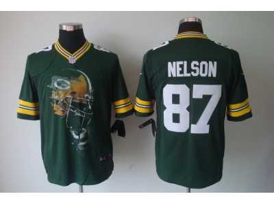 Nike NFL Green Bay Packers #87 Jordy Nelson Green Jerseys(Helmet Tri-Blend Limited)