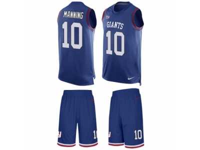 Men's Nike New York Giants #10 Eli Manning Limited Royal Blue Tank Top Suit NFL Jersey