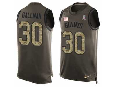 Men's Nike New York Giants #30 Wayne Gallman Limited Green Salute to Service Tank Top NFL Jersey