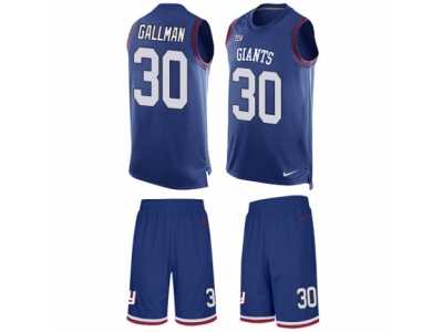 Men's Nike New York Giants #30 Wayne Gallman Limited Royal Blue Tank Top Suit NFL Jersey