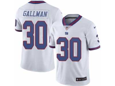 Men's Nike New York Giants #30 Wayne Gallman Limited White Rush NFL Jersey
