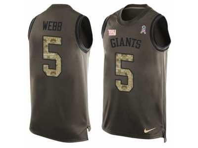 Men's Nike New York Giants #5 Davis Webb Limited Green Salute to Service Tank Top NFL Jersey