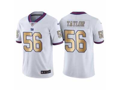 Men's Nike New York Giants #56 Lawrence Taylor White Gold Limited Special Color Rush Jersey