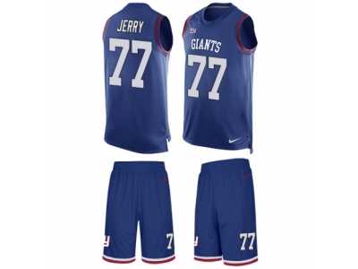Men's Nike New York Giants #77 John Jerry Limited Royal Blue Tank Top Suit NFL Jersey