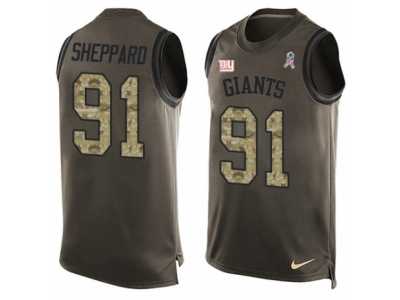 Men's Nike New York Giants #91 Kelvin Sheppard Limited Green Salute to Service Tank Top NFL Jersey