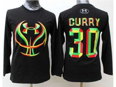 Golden State Warriors #30 Stephen Curry Black Candy Under Armour Long Sleeve Stitched NBA Jersey