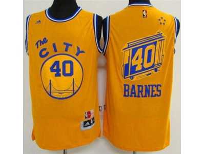 Golden State Warriors #40 Harrison Barnes Gold Throwback The City Stitched NBA Jersey