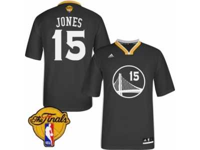 Men's Adidas Golden State Warriors #15 Damian Jones Swingman Black Alternate 2017 The Finals Patch NBA Jersey
