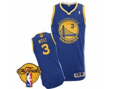 Men's Adidas Golden State Warriors #3 David West Authentic Royal Blue Road 2017 The Finals Patch NBA Jersey