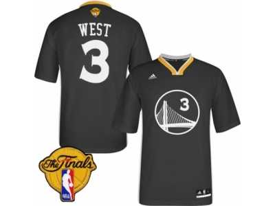 Men's Adidas Golden State Warriors #3 David West Swingman Black Alternate 2017 The Finals Patch NBA Jersey