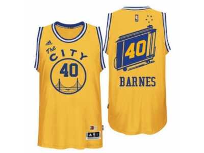 Men's Adidas Golden State Warriors #40 Harrison Barnes Swingman Gold Throwback The City NBA Jersey