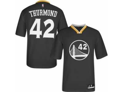 Men's Adidas Golden State Warriors #42 Nate Thurmond Authentic Black Alternate NBA Jersey