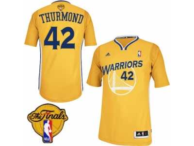 Men's Adidas Golden State Warriors #42 Nate Thurmond Swingman Gold Alternate 2017 The Finals Patch NBA Jersey