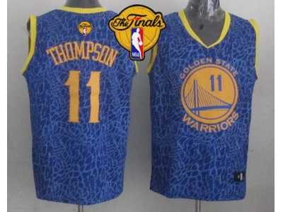 NBA Golden State Warrlors #11 Klay Thompson Blue Crazy Light The Finals Patch Stitched Jerseys