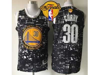NBA Golden State Warrlors #30 Stephen Curry Black City Light The Finals Patch Stitched Jerseys
